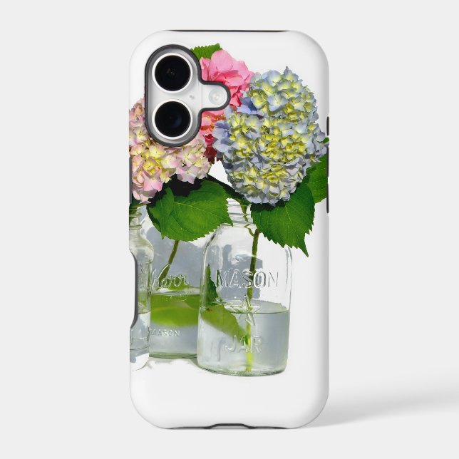 hydrangeas and mason jar iphone case (Back)