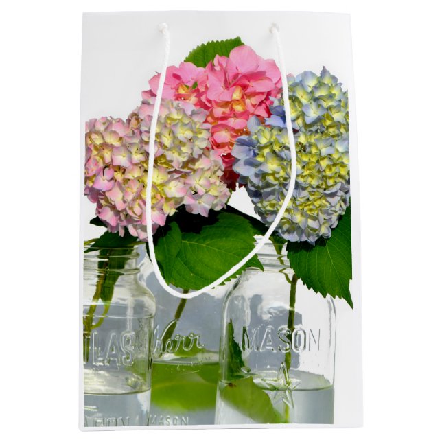 Hydrangeas and Mason jar Medium Gift Bag (Front)