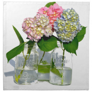 Hydrangeas and Mason jar Napkin