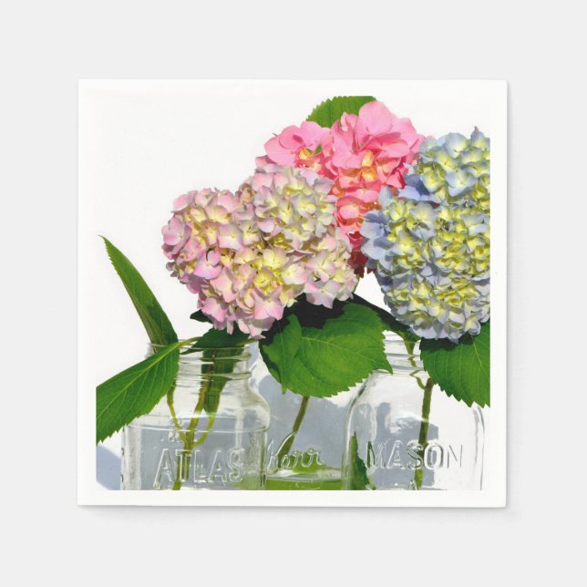 Hydrangeas and Mason jar Napkins (Front)