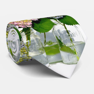 Hydrangeas and Mason jar Neck Tie