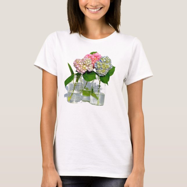 Hydrangeas and Mason jar T-Shirt (Front)