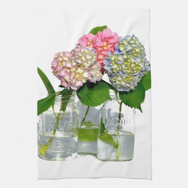 Hydrangeas and Mason jar Towel (Vertical)