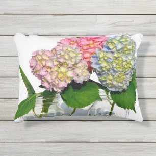 Hydrangeas and mason jars outdoor pillow