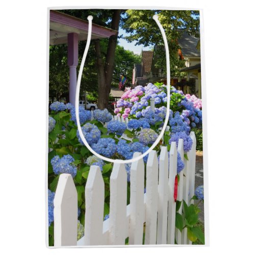 Hydrangeas and Picket Fence _ Marthas Vineyard Medium Gift Bag