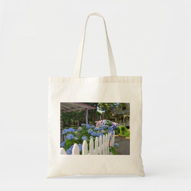 Hydrangeas and Picket Fence - Martha's Vineyard Tote Bag (Front)
