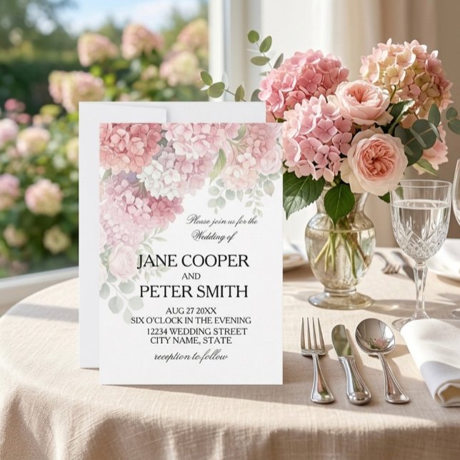  Hydrangeas and roses pastel colours Invitation (Creator Uploaded)