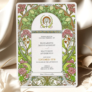 Hydrangeas Art Nouveau Wedding Invitation