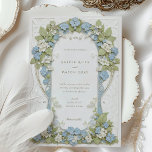 Hydrangeas Art Nouveau Wedding Invitation<br><div class="desc">This beautiful wedding invitation features a timeless Art Nouveau design adorned with elegant blue hydrangeas and lush green foliage. The front of the card showcases intricate floral patterns intertwined with graceful scrollwork in soft pastel shades of blue, green, and cream. The detailed design creates a serene and romantic atmosphere, perfect...</div>