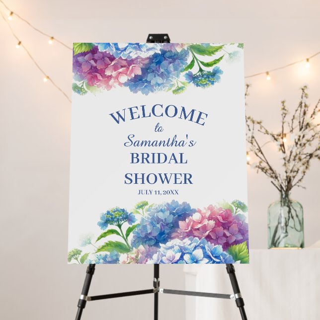 Hydrangeas Blue Flowers Bridal Shower Foam Board (In Situ (Stand))