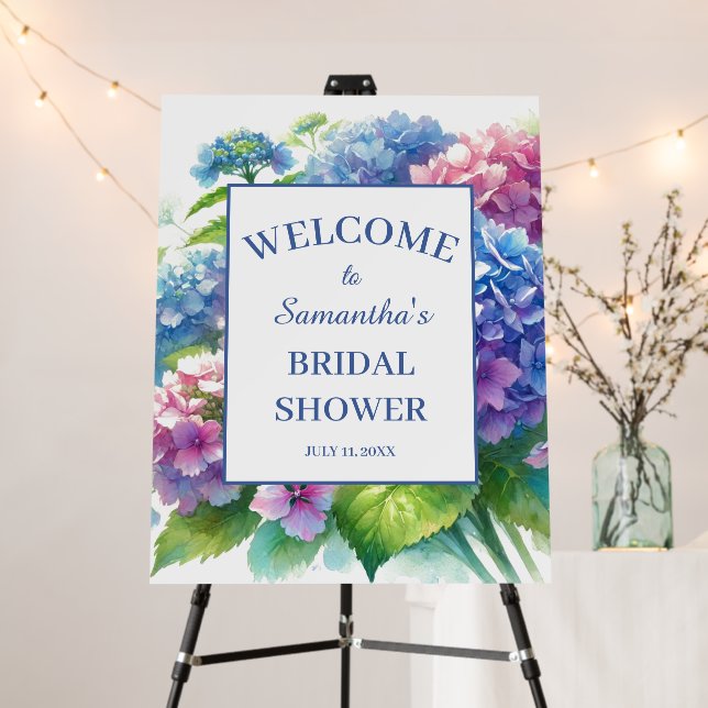 Hydrangeas Blue Flowers Bridal Shower Foam Board (In Situ (Stand))