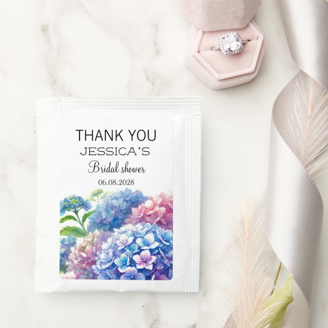 Hydrangeas Blue Flowers  Bridal Shower Party Tea Bag Drink Mix (Wedding)