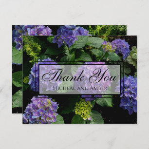 Hydrangeas blue purple floral flower garden thank you card