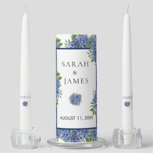 Hydrangeas Bride and Groom Wedding Candles