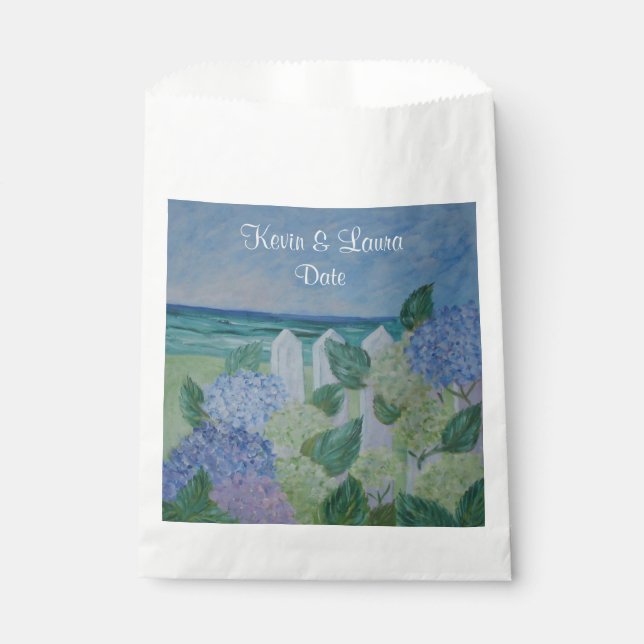 Hydrangeas By The Beach Wedding Favor Bag (Front)