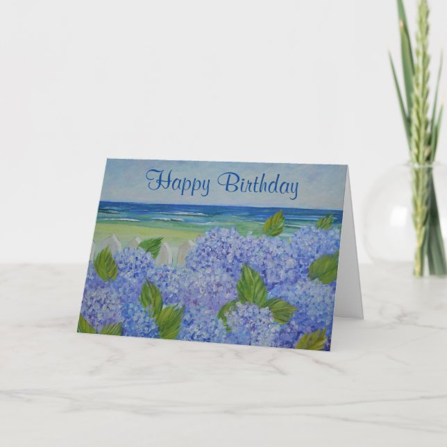 Hydrangeas By The Sea Birthday Card (Front)
