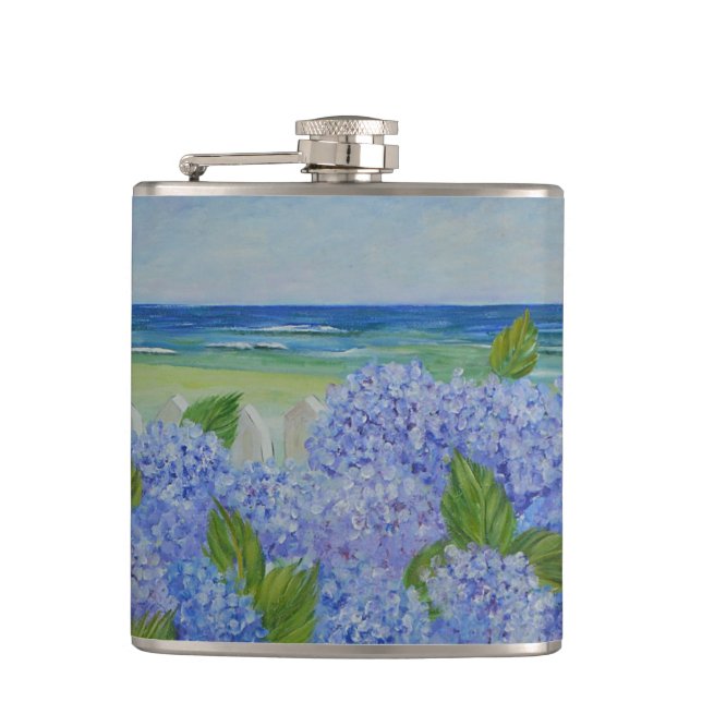 Hydrangeas By The Sea Flask (Front)