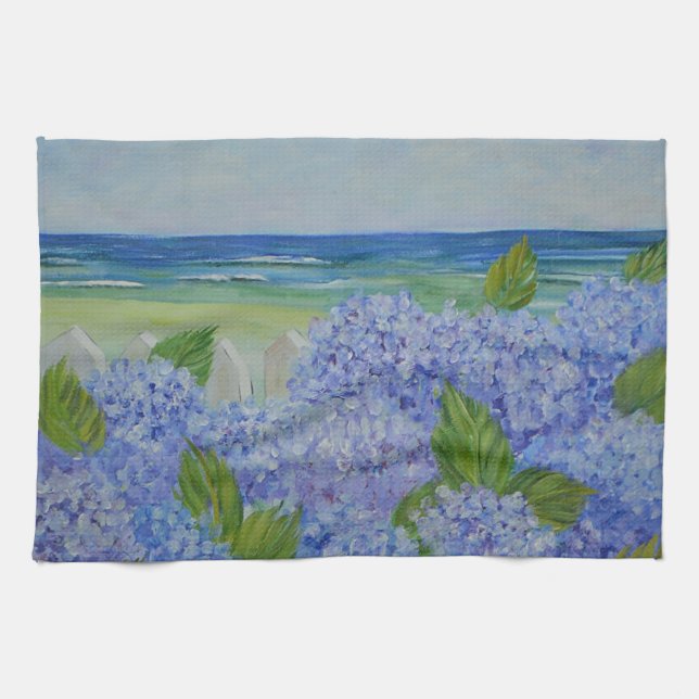 Hydrangeas By The Sea Kitchen Towel (Horizontal)