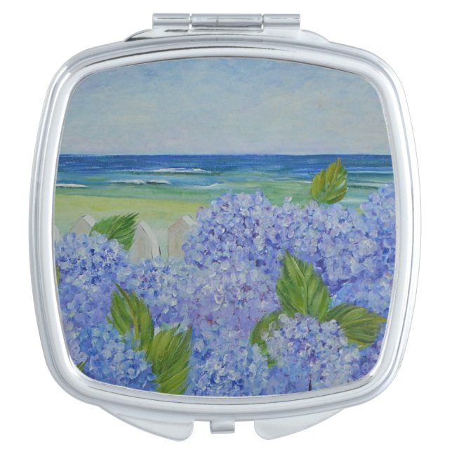 Hydrangeas By The Sea Mirror Compact (Front)