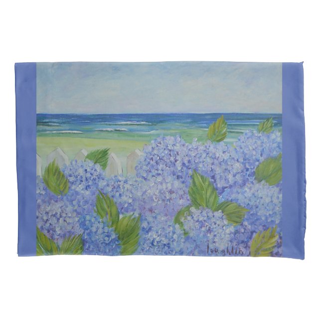 Hydrangeas By The Sea Pillow Case (Front)