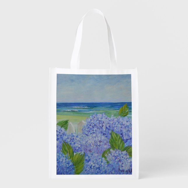 Hydrangeas By The Sea Reusable Bag (Front)