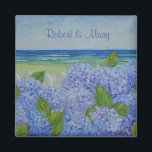 Hydrangeas By The Sea Wedding Magnet<br><div class="desc">This magnet features a hydrangea painting by artist Brendan Loughlin. The text can be customized to fit your need. Also great for anniversaries or engagement parties.</div>
