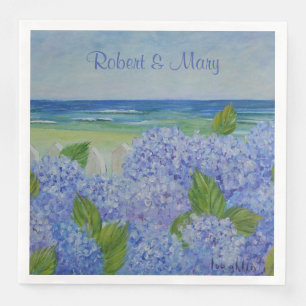 Hydrangeas By The Sea Wedding Paper Dinner Napkins