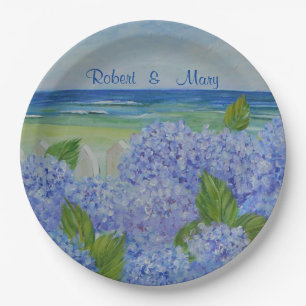 Hydrangeas By The Sea Wedding Paper Plates