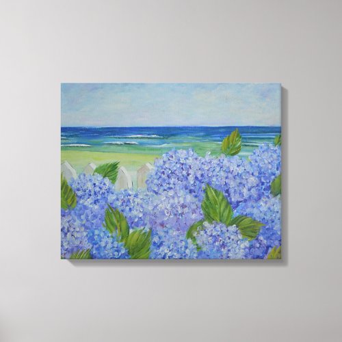 Hydrangeas By The Sea Wrapped Canvas