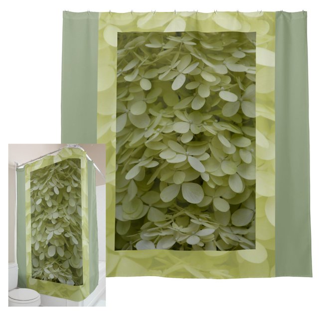 Hydrangeas Celadon Green Blossoms Photographic Shower Curtain (Creator Uploaded)