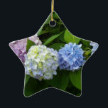 Hydrangeas Ceramic Ornament<br><div class="desc">Romantic beautiful blue purple pink hydrangeas- photograph by H Cooper</div>