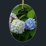 Hydrangeas Ceramic Ornament<br><div class="desc">Romantic beautiful blue purple pink hydrangeas- photograph by H Cooper</div>