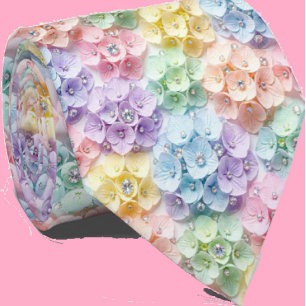 Hydrangeas & Diamonds Pastel Rainbow Neck Tie