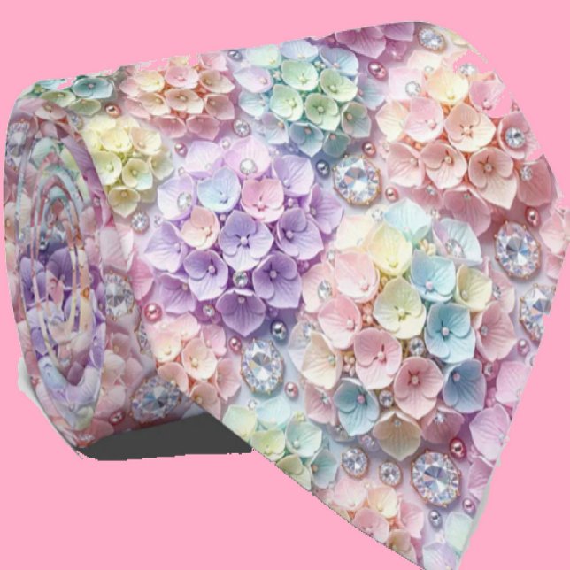  Hydrangeas & Diamonds | Pastel Rainbow Neck Tie (Creator Uploaded)