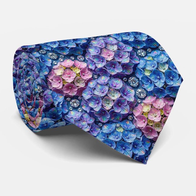  Hydrangeas & Diamonds | Wedding and Events Neck  Tie (Rolled)