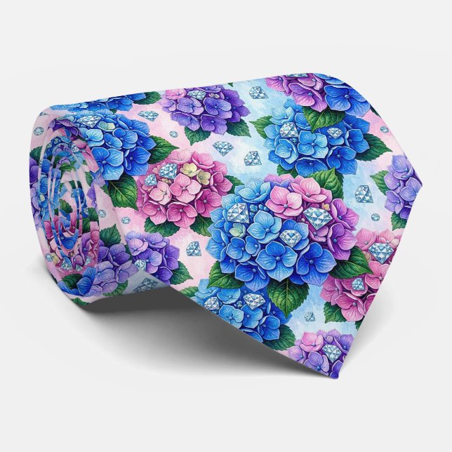  Hydrangeas & Diamonds | Wedding and Events Neck  Tie (Rolled)