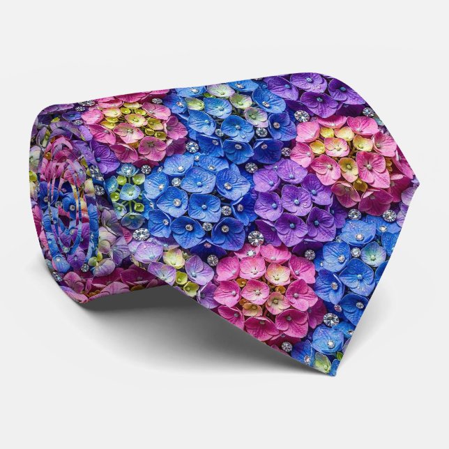 Hydrangeas & Diamonds | Wedding and Events Neck  Tie (Rolled)