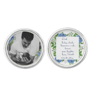 Hydrangeas Father of the Bride Custom Photo Cufflinks