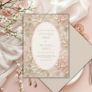 Hydrangeas Floral Gold Vintage Wedding  Invitation