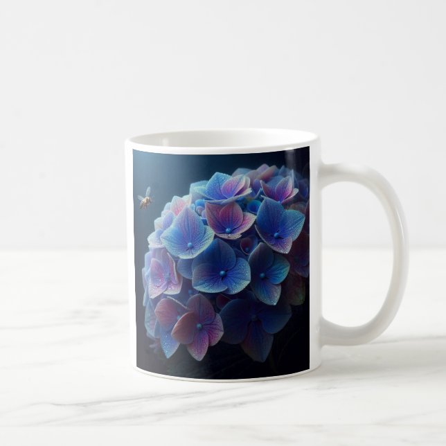 Hydrangeas Floral Purple and Blue Coffee Mug (Right)