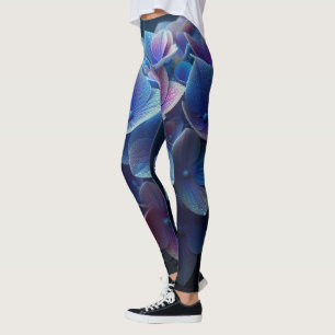 Hydrangeas Floral Purple and Blue Leggings