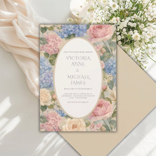 Hydrangeas Floral Vintage Wedding Invitation