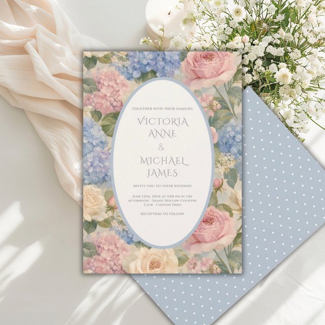 Hydrangeas Floral Vintage Wedding Invitation (Creator Uploaded)