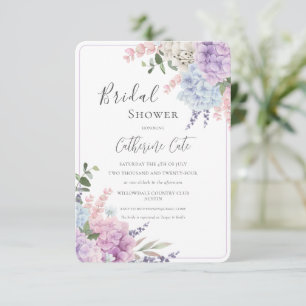 Hydrangeas Floral Watercolor Bridal Shower Invitation