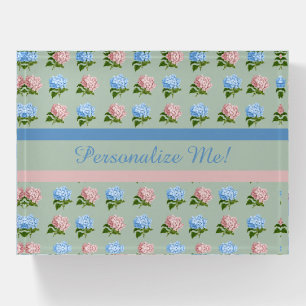 Hydrangeas Flower Floral Pink & Blue Personalized Paperweight
