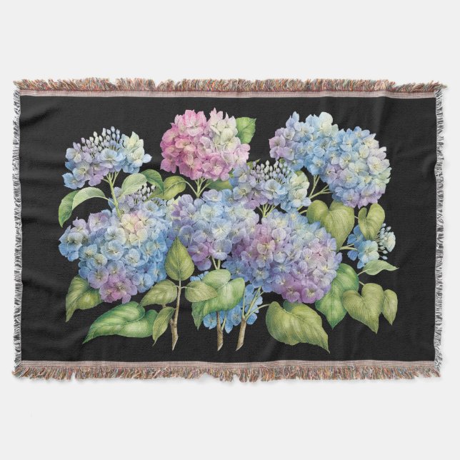 Hydrangeas in Bloom Throw Blanket (Front)
