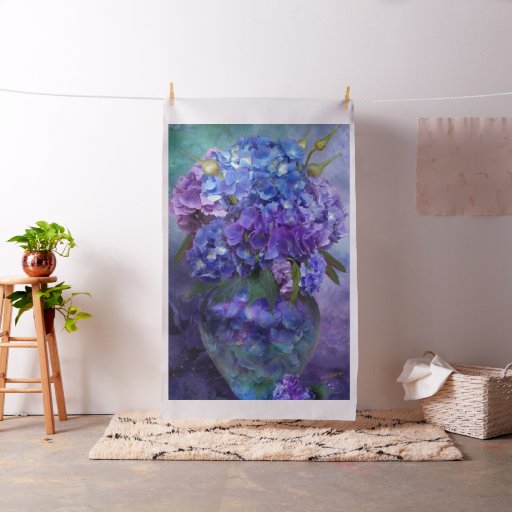 Hydrangeas In Hydrangea Vase Art Fabric