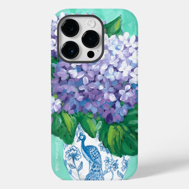 Hydrangeas in Peacock Vase Case-Mate iPhone Case (Back)