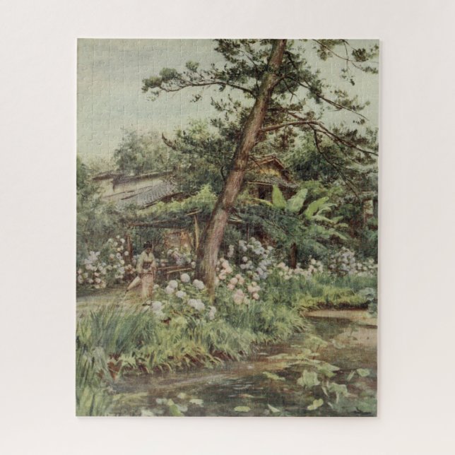 Hydrangeas in Tea Garden at Nichi Otani Jigsaw Puzzle (Vertical)