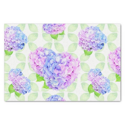 Hydrangeas in Watercolor Flowers and Leaves Tissue Paper